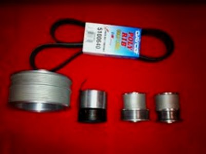 4 pc pulley kit  top view  belt. w-original pulleys side by side view.jpg